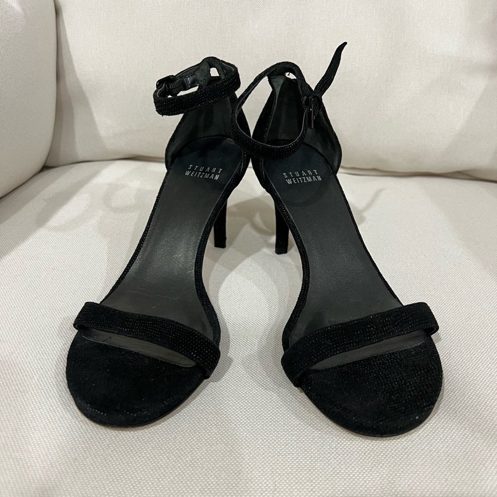Stuart Weitzman strappy black evening heels size 7